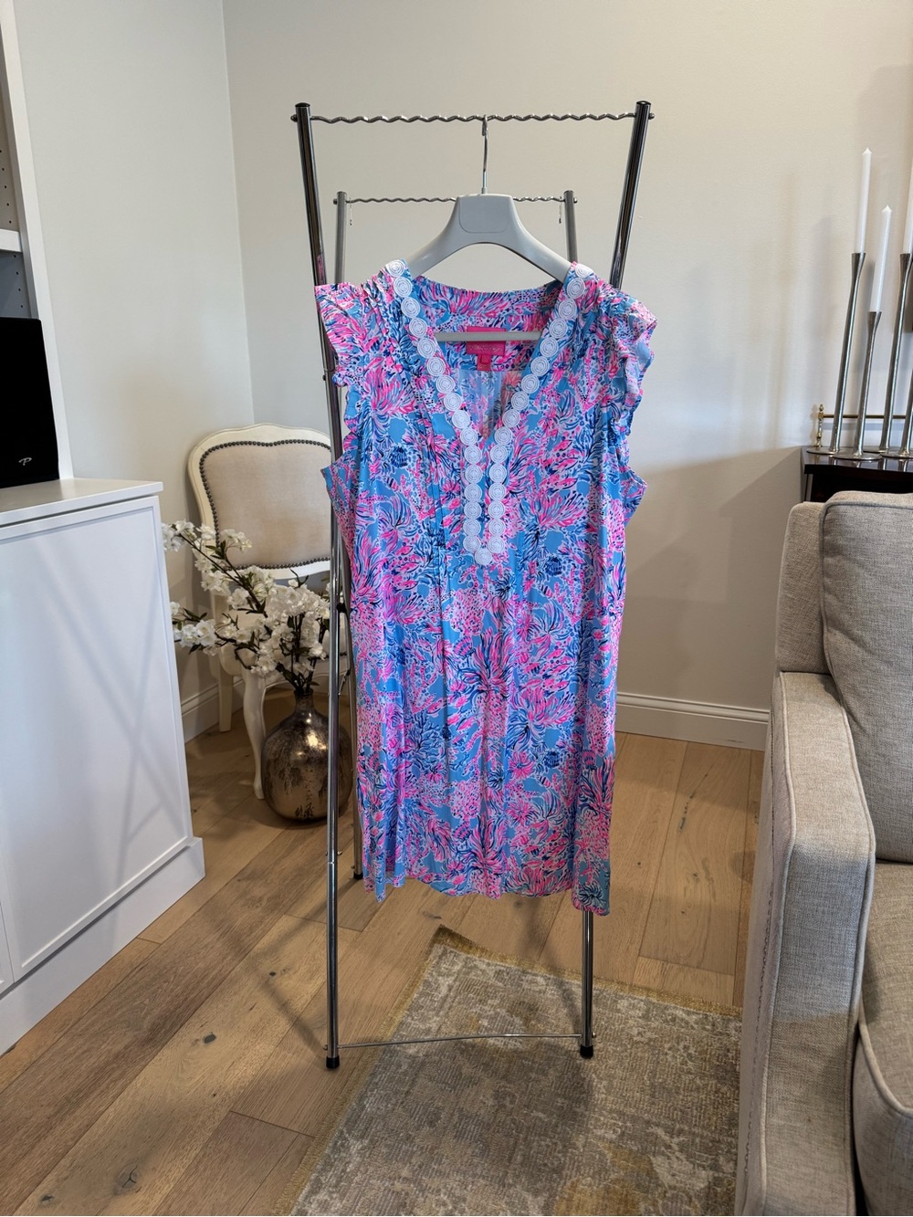 Lilly Pulitzer Joan Tunic Dress in Celestial Blue Seek and Sea - XL